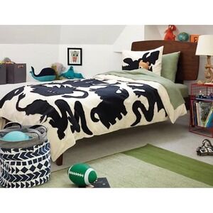 Crate & Kids Land of Nod Duvet Cover Organic Cotton Full/Queen Animal Creatures